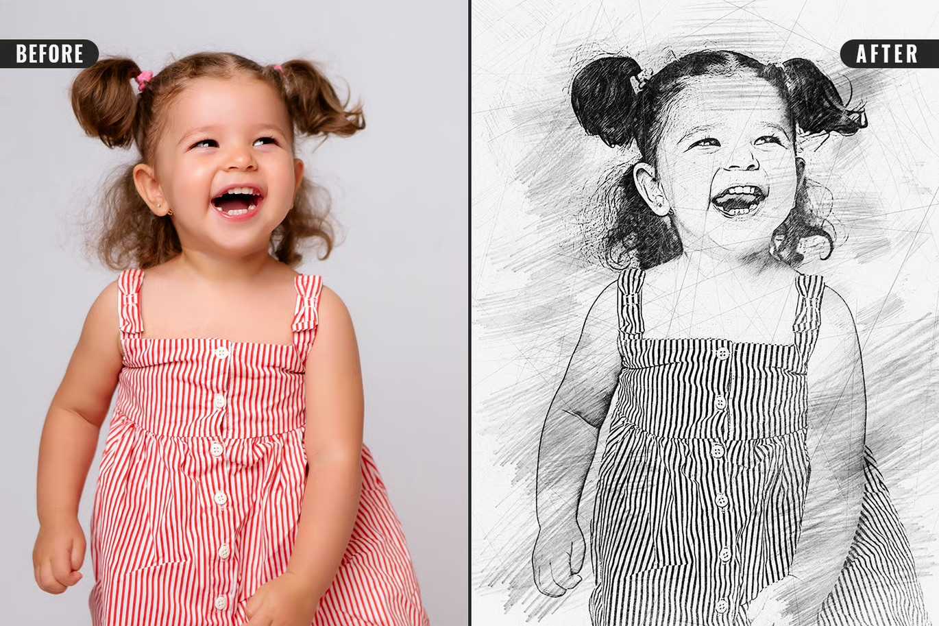 21 Creative Sketching Photoshop Effects Set