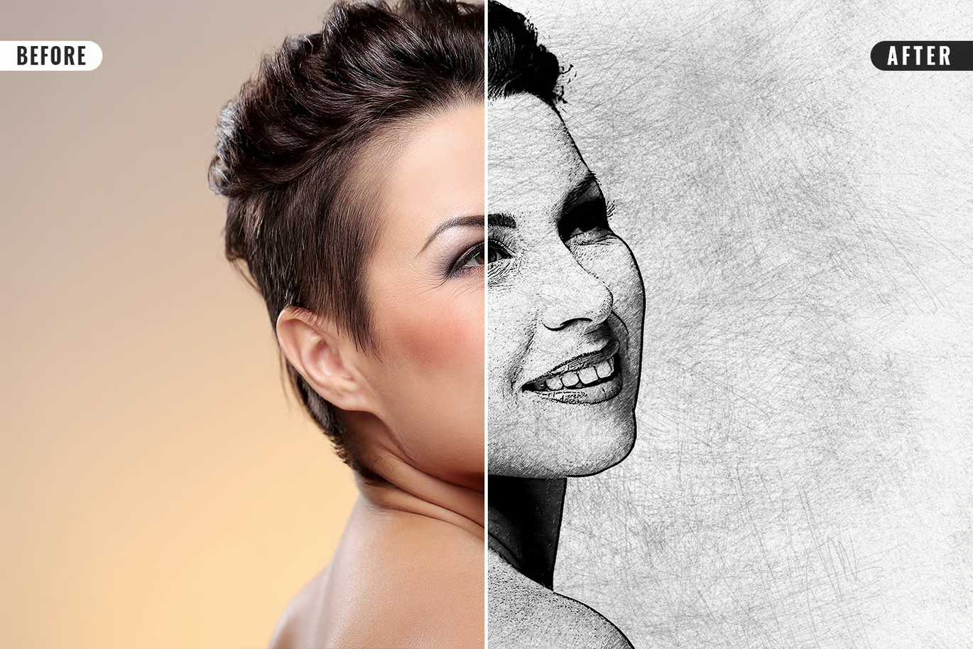 21 Creative Sketching Photoshop Effects Set