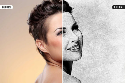 21 Creative Sketching Photoshop Effects Set