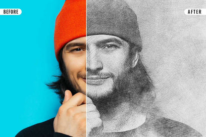 21 Creative Sketching Photoshop Effects Set