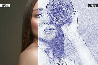 21 Creative Sketching Photoshop Effects Set