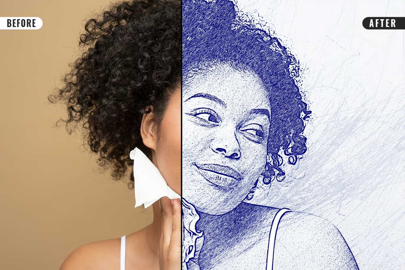 21 Creative Sketching Photoshop Effects Set