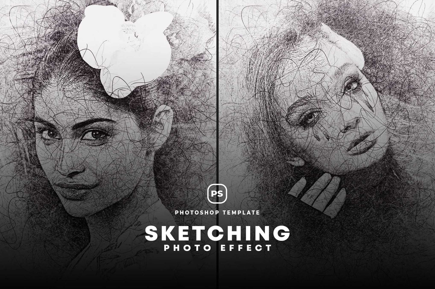 21 Creative Sketching Photoshop Effects Set