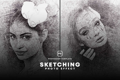 21 Creative Sketching Photoshop Effects Set