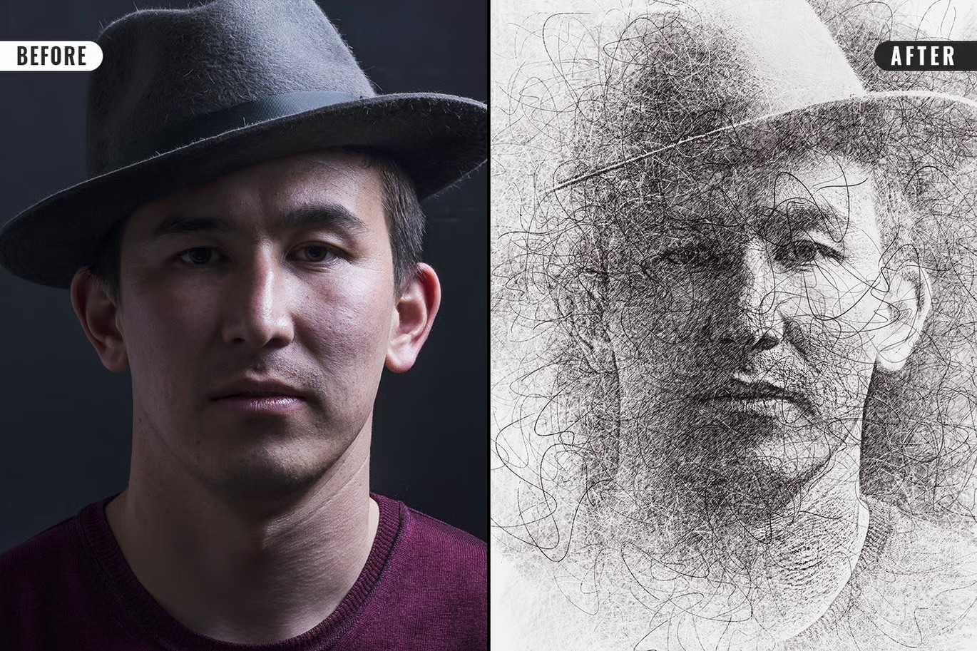 21 Creative Sketching Photoshop Effects Set