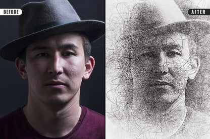 21 Creative Sketching Photoshop Effects Set
