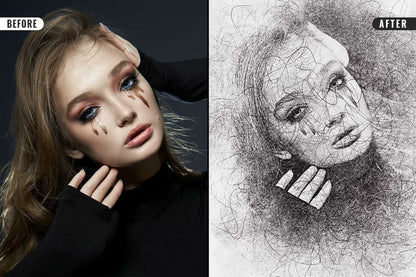 21 Creative Sketching Photoshop Effects Set