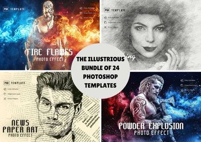 The Illustrious Bundle Of 24 Photoshop Templates - Photoboto