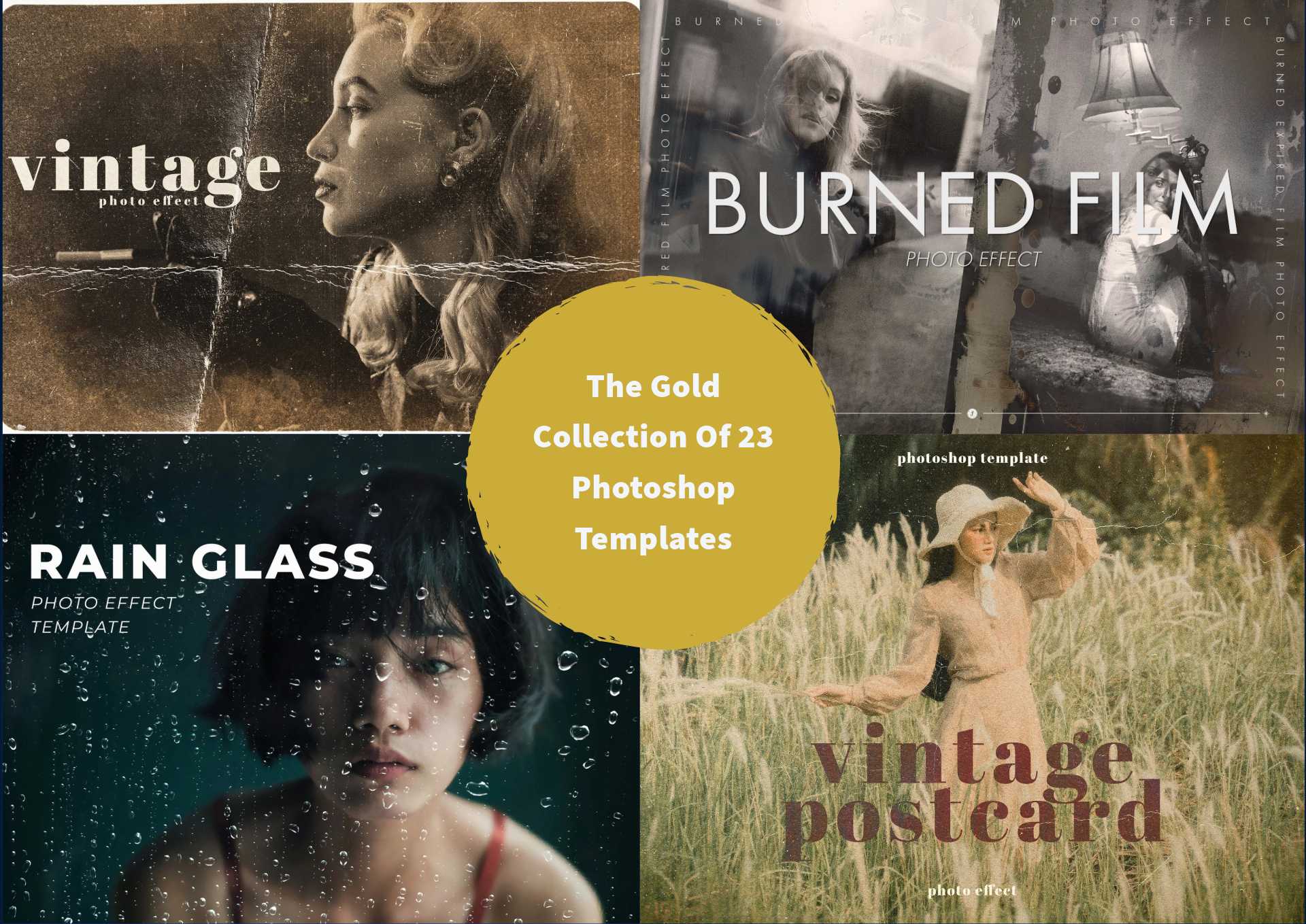 The Gold Collection Of 23 Photoshop Templates - Photoboto