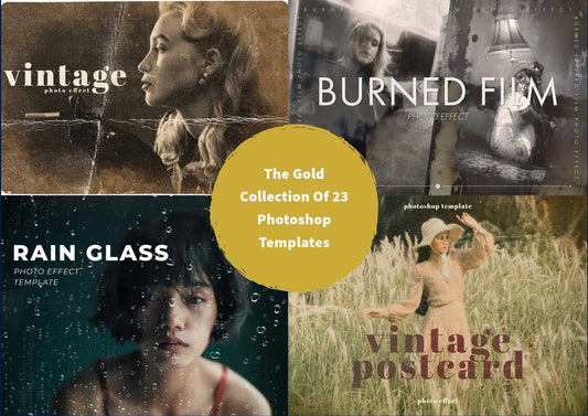 The Gold Collection Of 23 Photoshop Templates - Photoboto