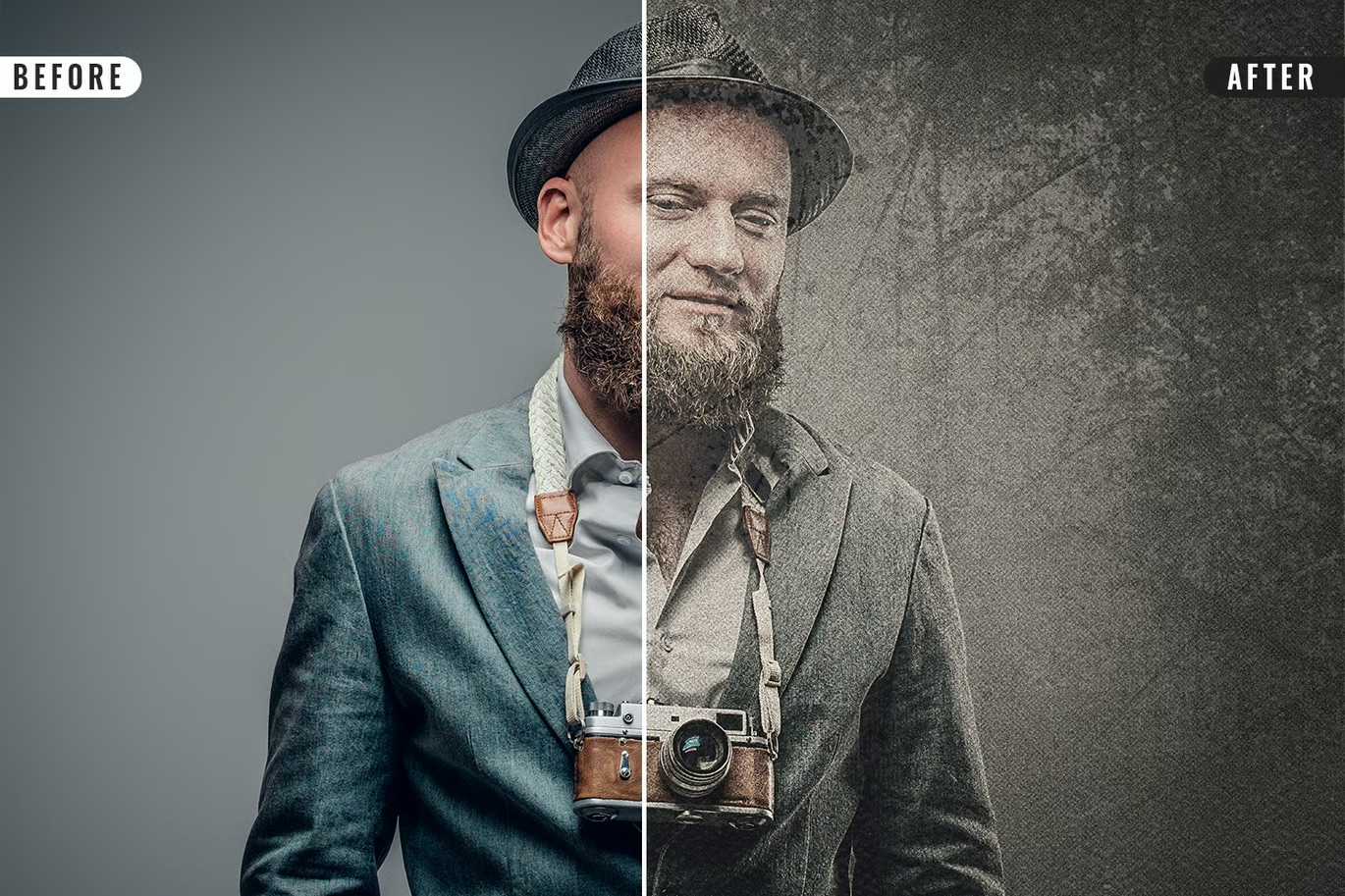 20 Cinematic Vintage Photoshop Effects Pack