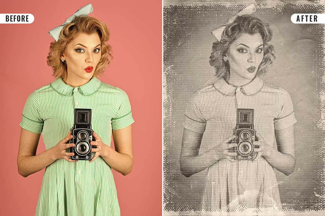 20 Cinematic Vintage Photoshop Effects Pack