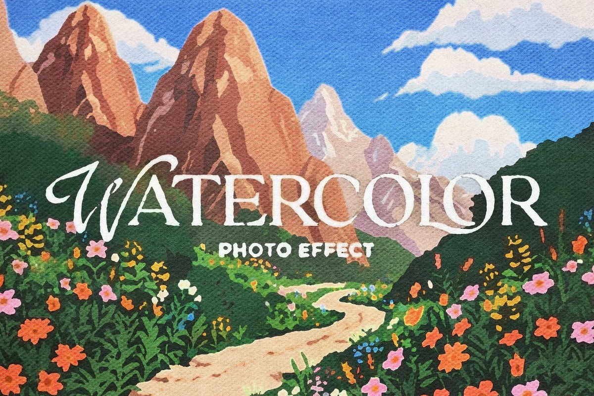 17-In-1 Textured Watercolor Photoshop Effects Bundle