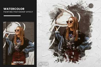 21 Painterly Watercolor Photoshop Effects Collection