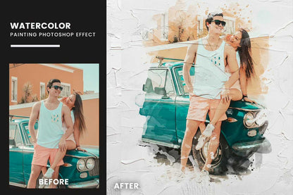 21 Painterly Watercolor Photoshop Effects Collection