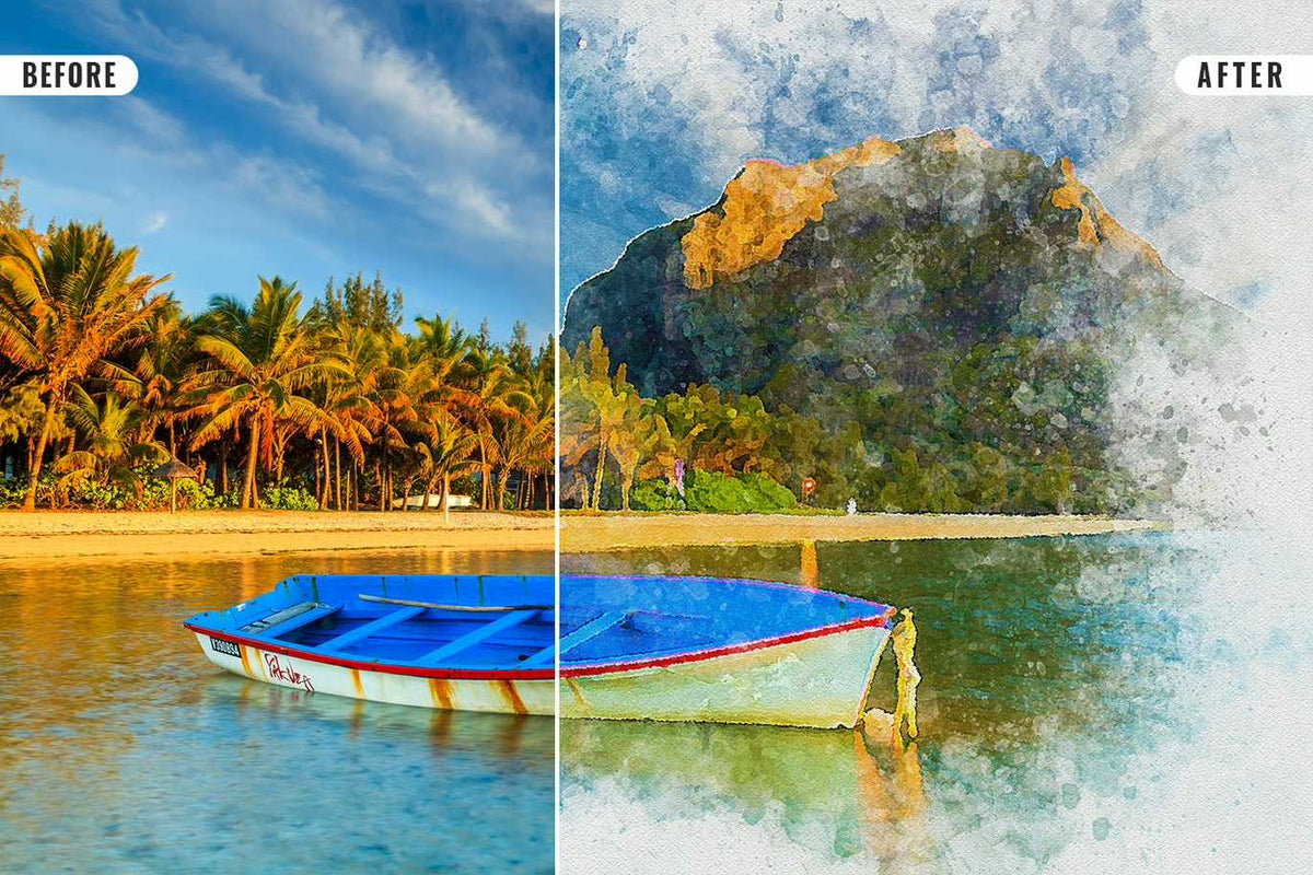 21 Painterly Watercolor Photoshop Effects Collection