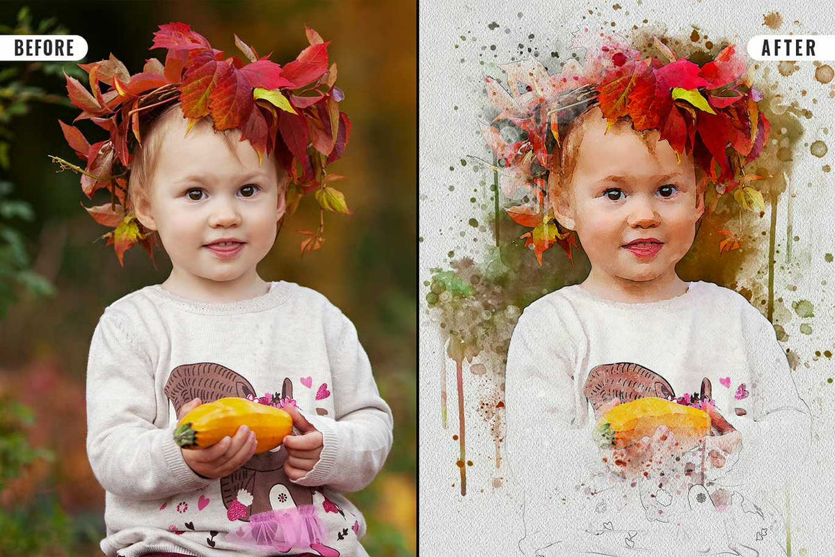 21 Painterly Watercolor Photoshop Effects Collection