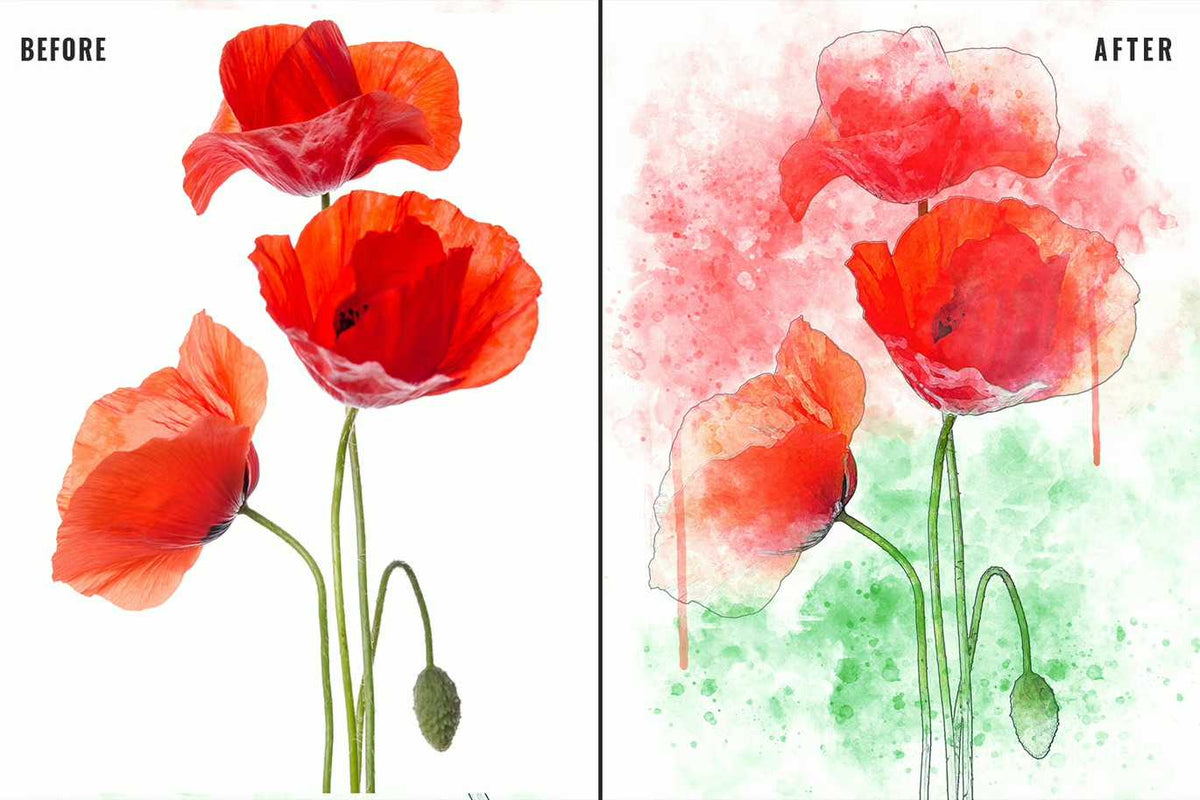 21 Painterly Watercolor Photoshop Effects Collection