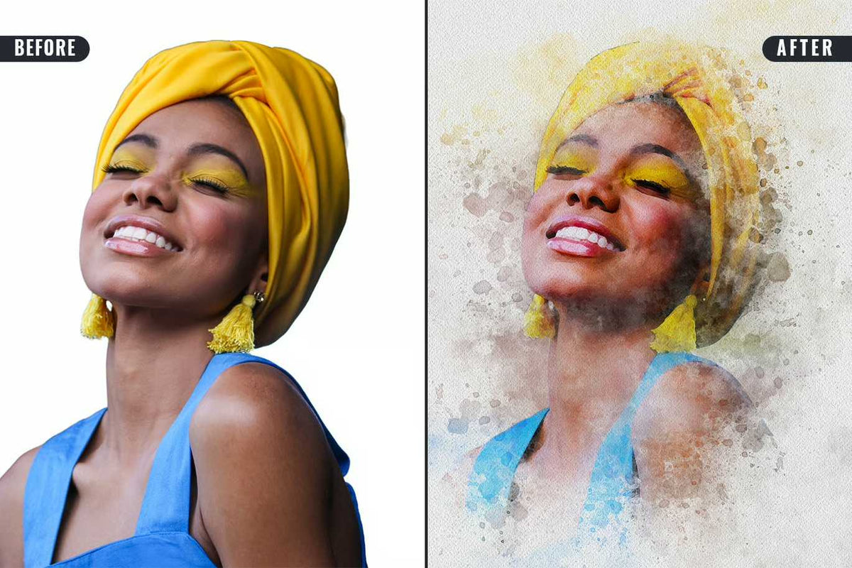 21 Painterly Watercolor Photoshop Effects Collection