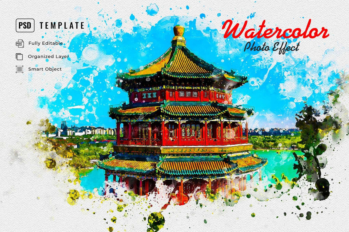 21 Painterly Watercolor Photoshop Effects Collection