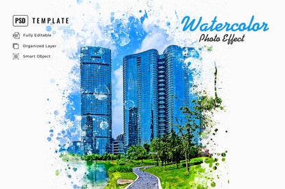 22 Fluid Watercolor Photoshop Effects Collection