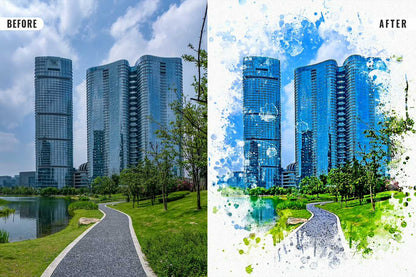 22 Fluid Watercolor Photoshop Effects Collection
