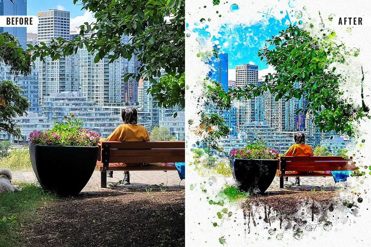 22 Fluid Watercolor Photoshop Effects Collection