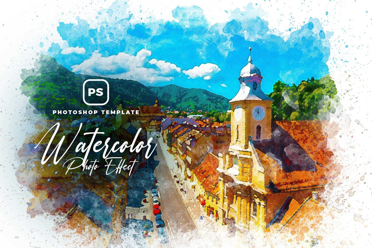 22 Fluid Watercolor Photoshop Effects Collection