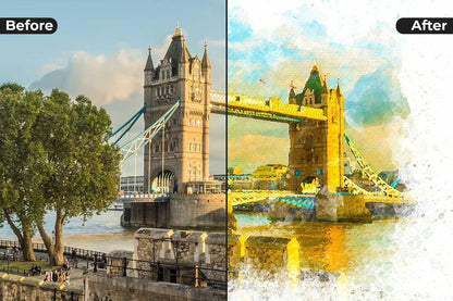 22 Fluid Watercolor Photoshop Effects Collection