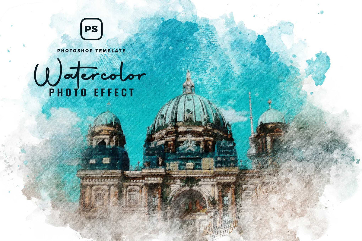 22 Fluid Watercolor Photoshop Effects Collection