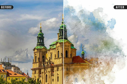 22 Fluid Watercolor Photoshop Effects Collection