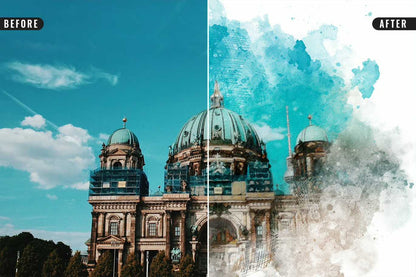 22 Fluid Watercolor Photoshop Effects Collection