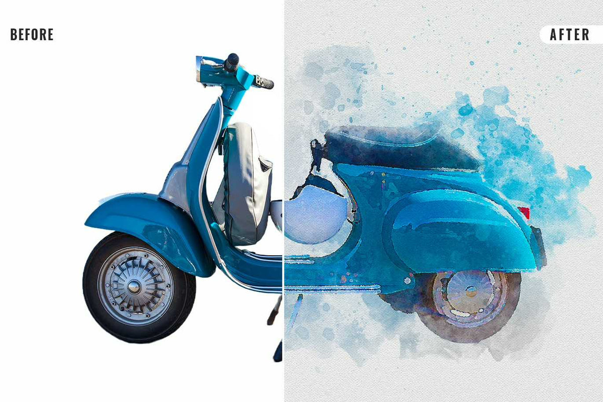 22 Fluid Watercolor Photoshop Effects Collection