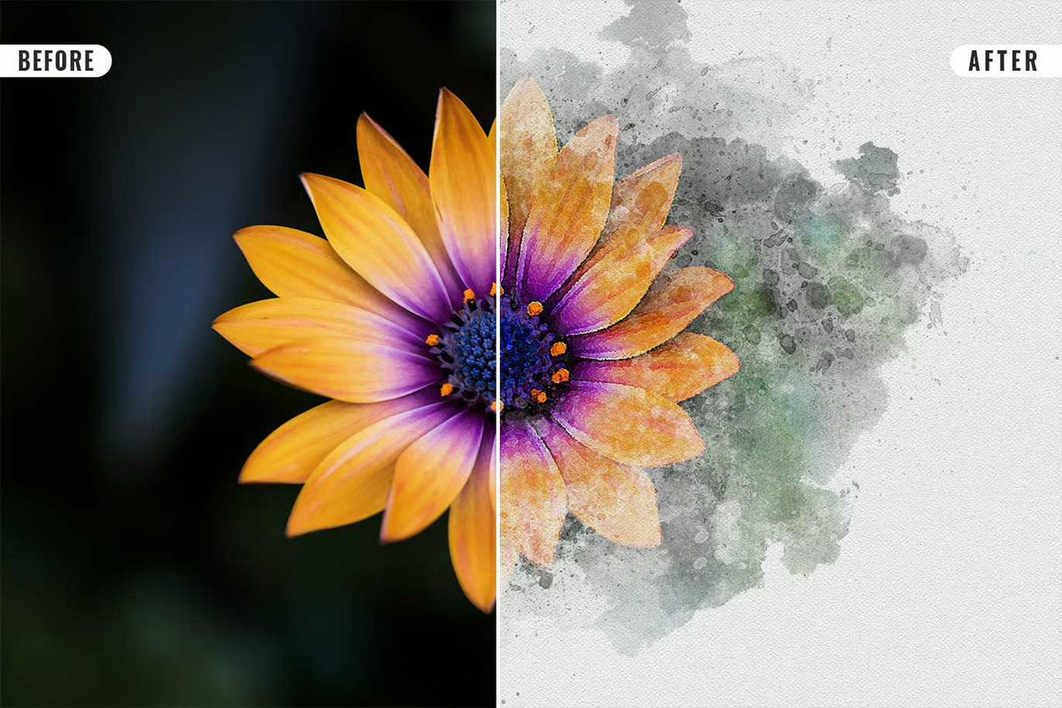 22 Fluid Watercolor Photoshop Effects Collection