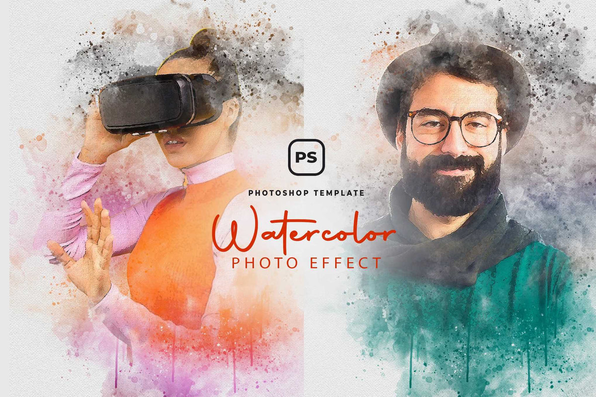 22 Fluid Watercolor Photoshop Effects Collection