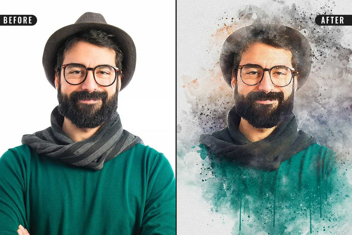 22 Fluid Watercolor Photoshop Effects Collection