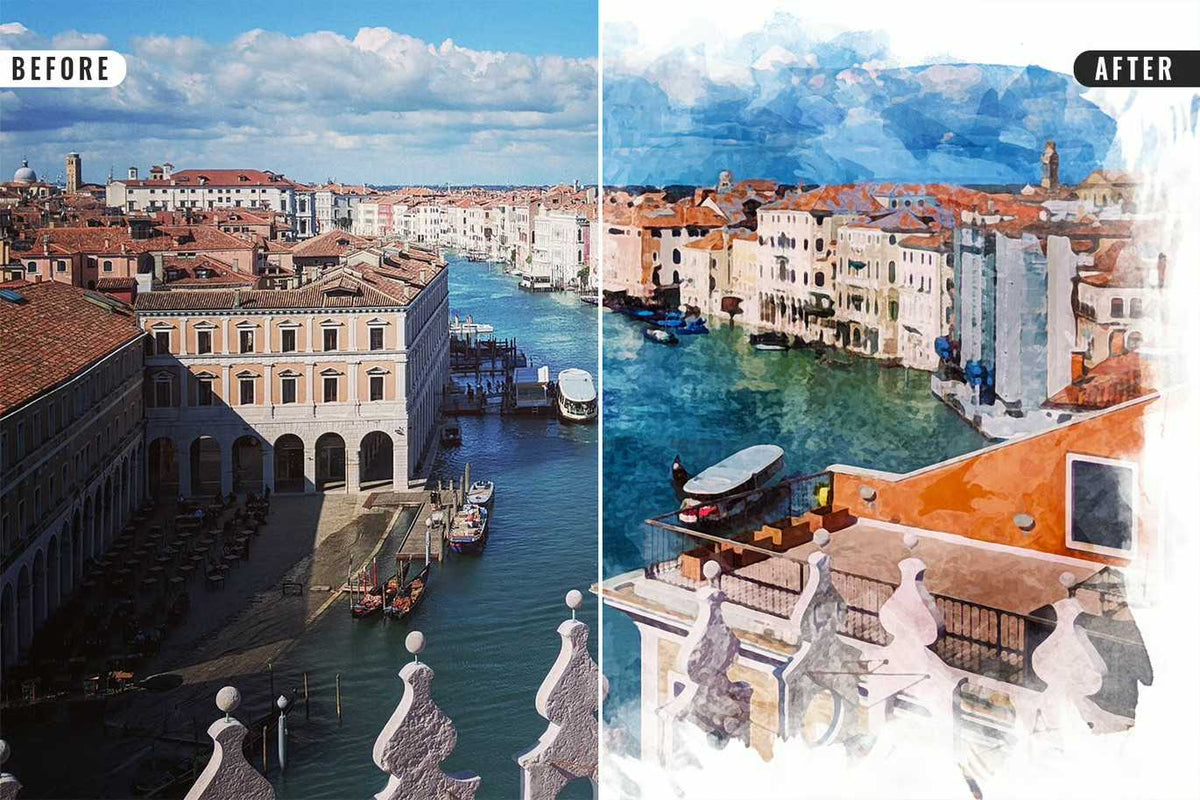 22 Fluid Watercolor Photoshop Effects Collection