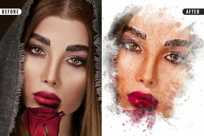 22 Fluid Watercolor Photoshop Effects Collection