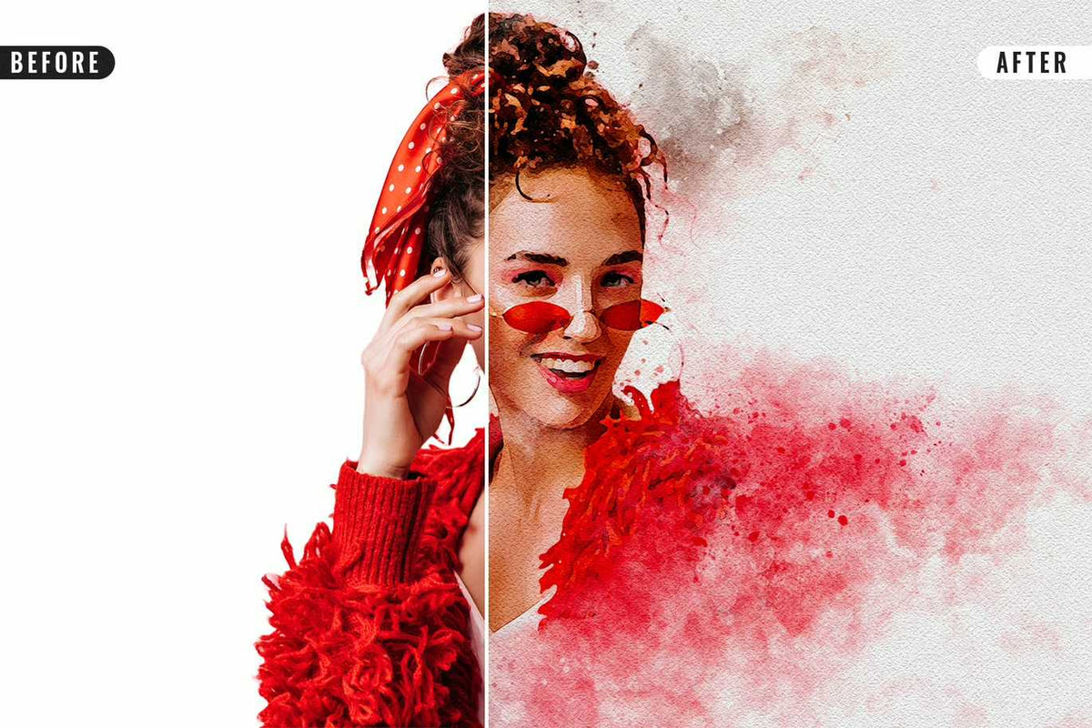 21 Painterly Watercolor Photoshop Effects Collection