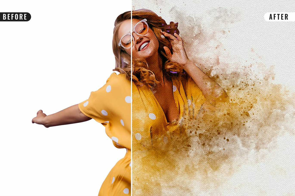 21 Painterly Watercolor Photoshop Effects Collection