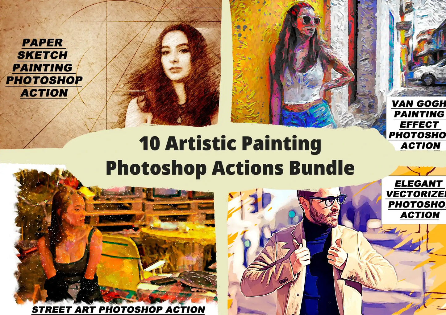 10 Artistic Painting Photoshop Actions Bundle - Photoboto