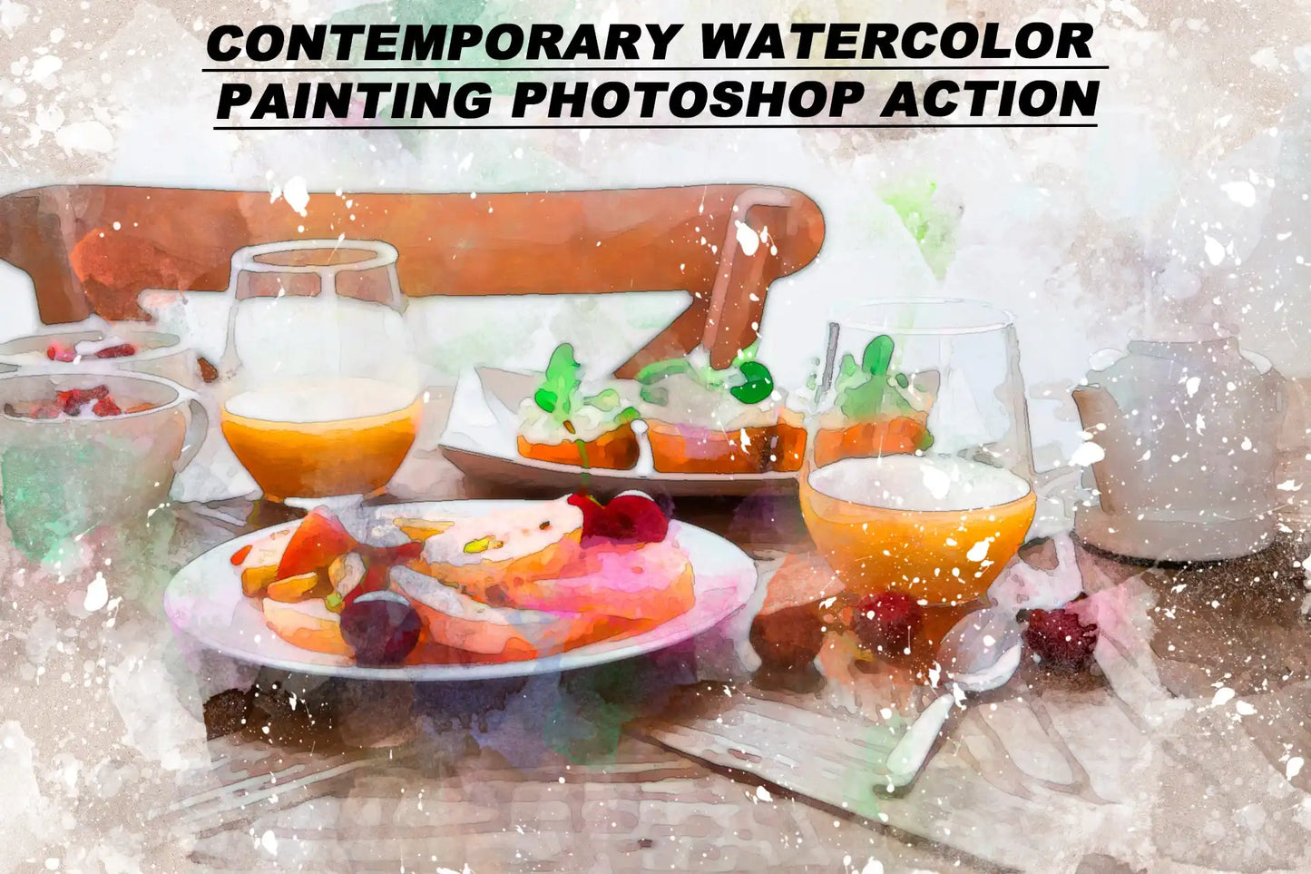 20 Realistic Watercolor Photoshop Actions Bundle - Photoboto