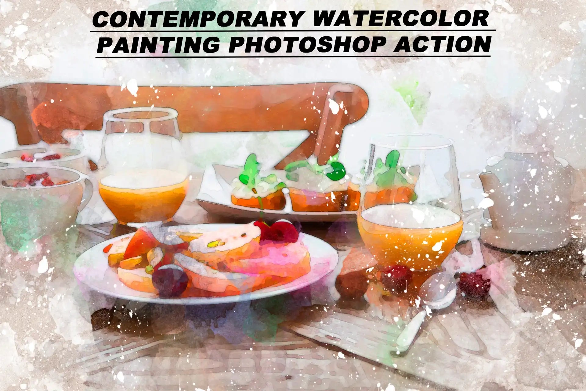 20 Realistic Watercolor Photoshop Actions Bundle - Photoboto