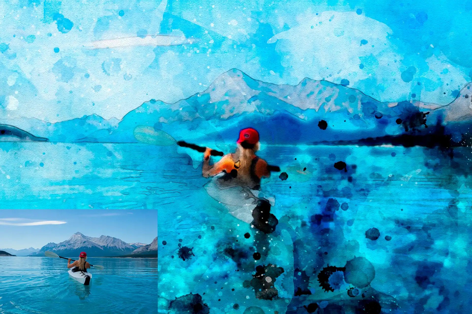 20 Realistic Watercolor Photoshop Actions Bundle - Photoboto