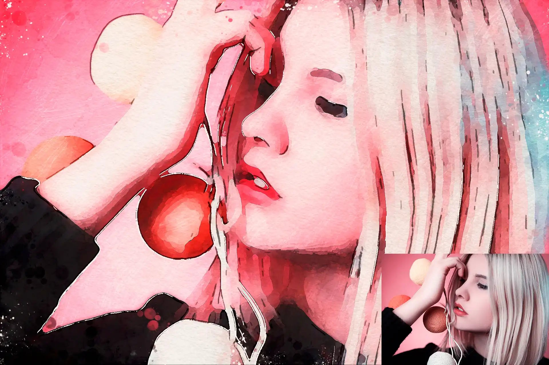 20 Realistic Watercolor Photoshop Actions Bundle - Photoboto