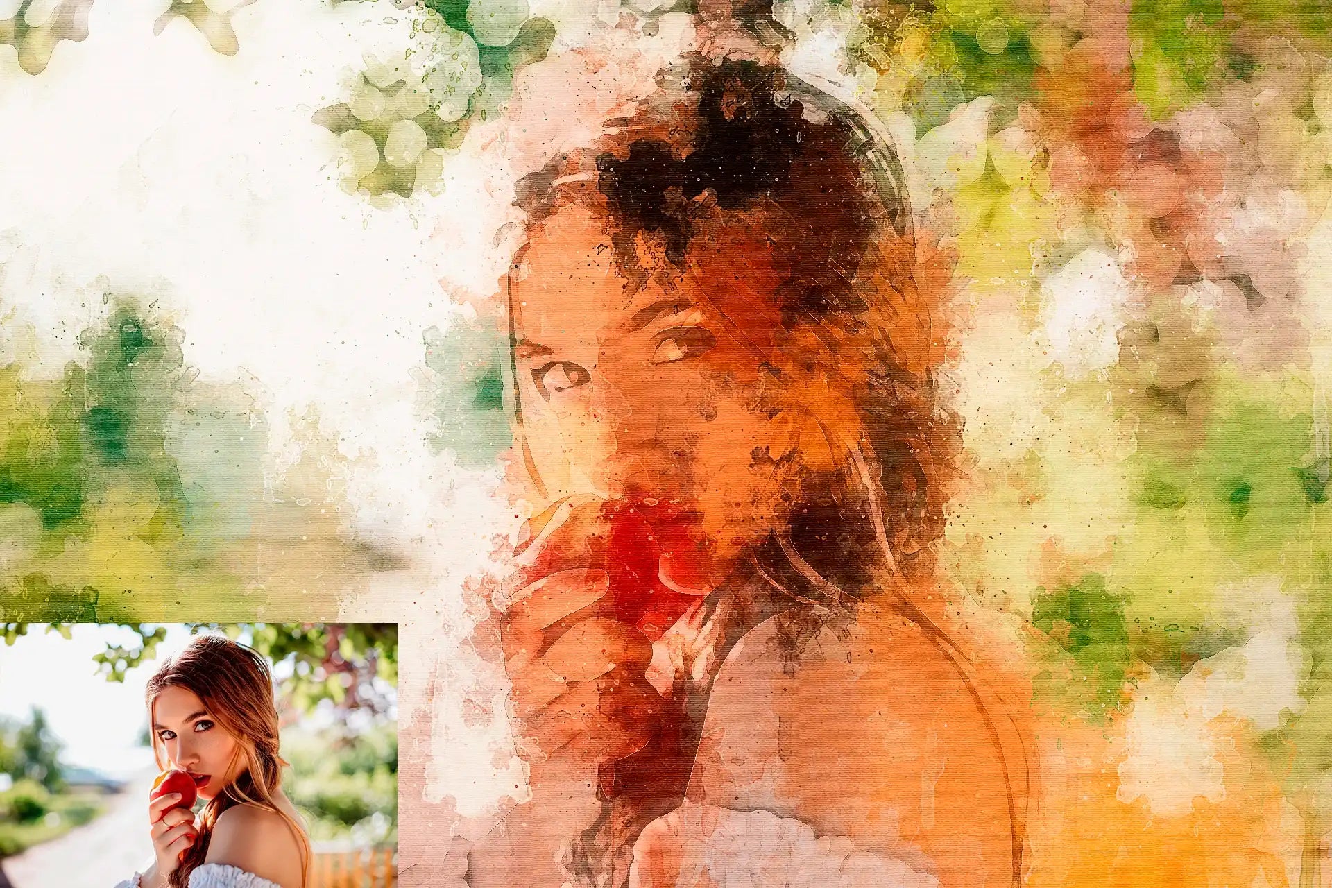 20 Realistic Watercolor Photoshop Actions Bundle - Photoboto