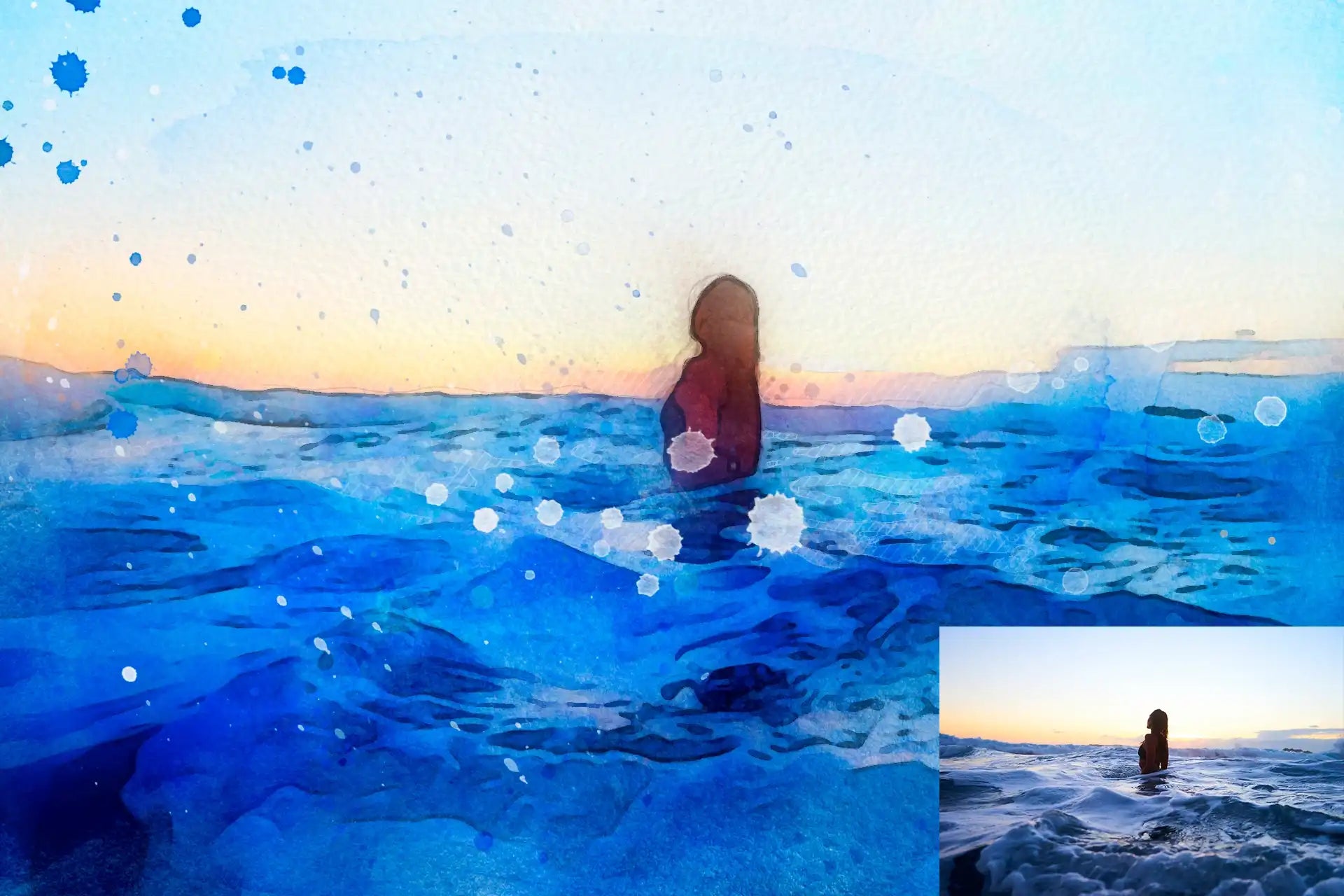 20 Realistic Watercolor Photoshop Actions Bundle - Photoboto